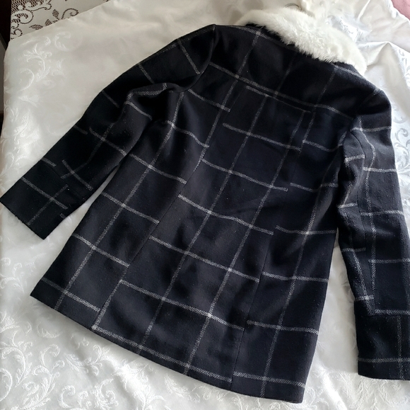 CoffeeShop Kids Coat sz L navy/white plaid - Picture 5 of 8
